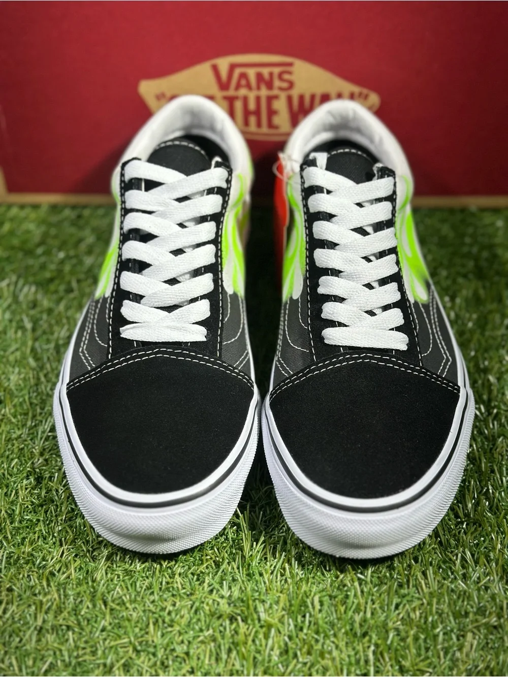 Vans Old Skool Flame, Black/ Neon Green Flame, Men’s 6, 11, 11.5 , VN0A4U3BXEY